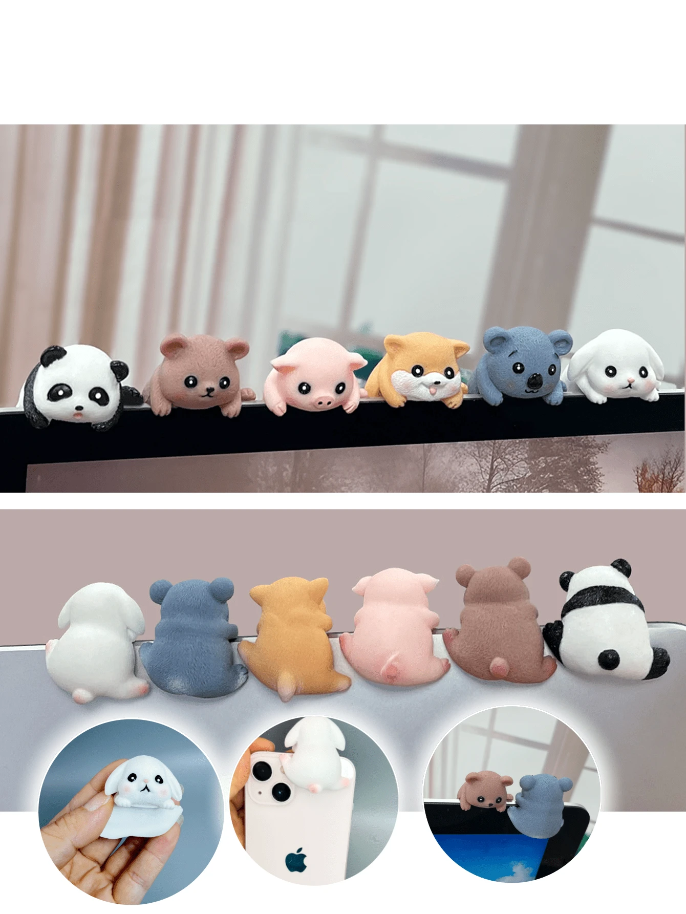 Creative Combination, Computer/TV Monitor Decor Items, Cute Animal Figurines, Car Navigation Screen Ornaments, Cartoon Dolls, Micro Landscape, DIY Accessories, Crafts - Multicolor - View 1