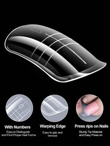 150Pcs Clear Dual Toenail Forms, 15 Sizes Polygel Toenail Extension Molds With Scale, Quick Extension Tips For Acrylic/Builder Gel, Salon & Home DIY Pedicure Nail Art - Clear - View 3