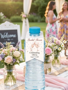 10pcs/30pcs/50pcs Custom Water BOTTLE TAGS For Wedding Reception (Small Size) Personalized With Names And Event Date Tag . Will Fit Most Small Cap Bottles Water Bottle Labels Suitable For Weddings, Parties, Birthdays, Baptisms, And Other Events - Multicolor - View 7
