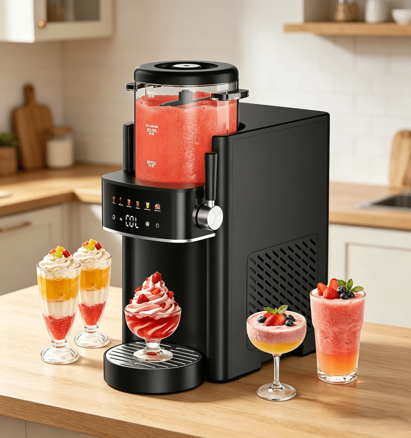 Slushie Machine, Ice Cream Maker, Slushy Machine For Home And Families, No Ice Needed With Rapid Chill & Temperature Control, Multi-Function For Margarita, Easy To Clean, Summer Essentials