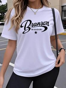 Typography Inspired By An Adventurous And Modern Spirit That Reflects Local Pride And Positive Energy With A Star That Symbolizes Hope And Urban Connection. Comfortable Casual Women's T-Shirt For Everyday Wear - 白色 - 查看 6