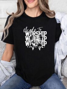 Artistic Ribbon With A Spiritual Message That Inspires Devotion And Inner Beauty, Representing Faith, Hope, And Purpose In Every Detail. Casual, Comfortable, And Modern Women's T-Shirt. - 黑色 - 查看 6