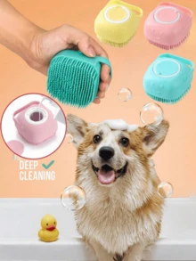 Bộ dụng cụ tắm cho thú cưng 2 món, gồm bàn chải gội đầu và bàn chải đánh răng, bàn chải tắm massage bằng silicon, găng tay massage tắm cho chó và mèo có ngăn chứa dầu gội, thích hợp làm dụng cụ chăm sóc lông cho chó và mèo. - Nhiều màu - Xem 7