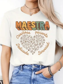 Heart Formed By Books, Flowers, And Symbols Of Knowledge That Celebrate The Patience, Dedication, And Love Of Proud Educators. Comfortable Casual Women's T-Shirt, Perfect As A Teacher Gift. - 白色 - 查看 1