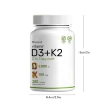 Miriyalyad Supplement Vitamin D3 & K2, 250 Veggie Softgels | 2-In-1 Formula (5000 D3 + 100mcg K2 MK7) | Supports Healthy Bones, Teeth, Heart, & Immune System | Nutrition & Healthcare Supplement Dietary Edible Fitness - 1 CÁI - Xem 6