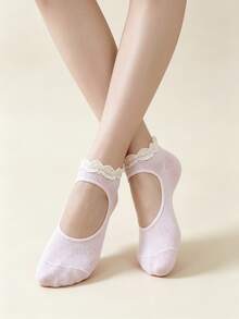 1/5 Pairs Lace Trim Cute Ballet Style Ankle Socks, Lightweight For Spring/Summer (Socks Only, No Insole) - Multicolor - View 4