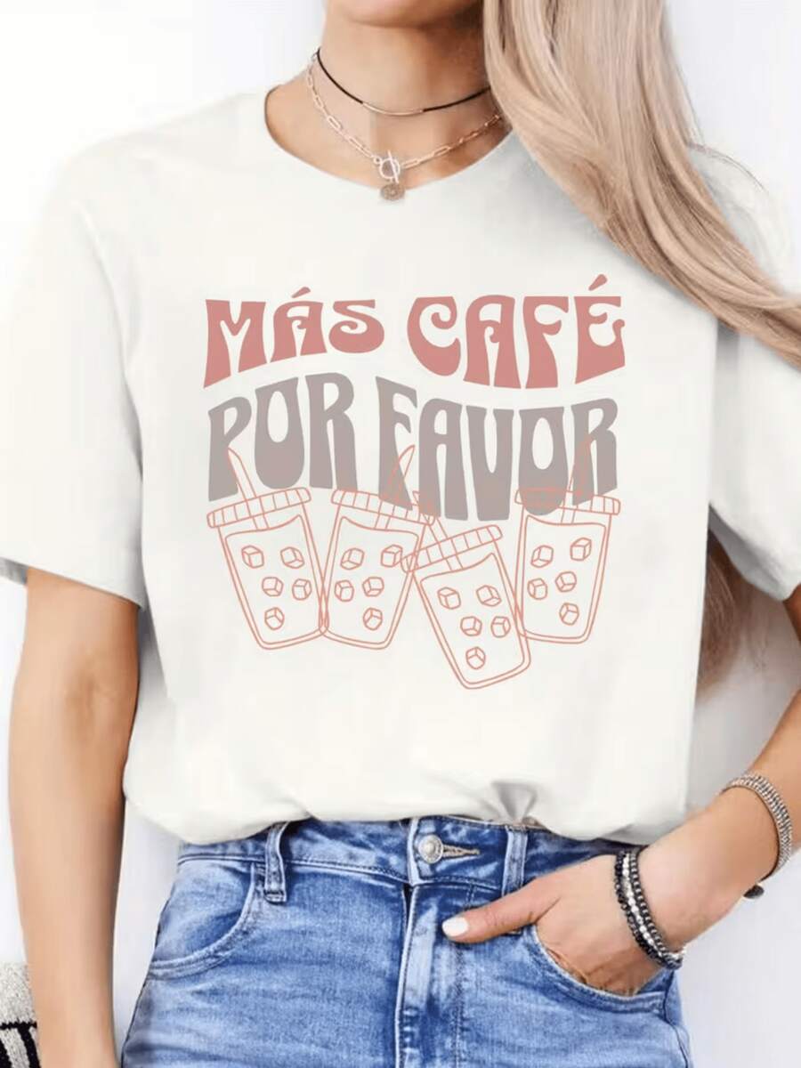 Fun Text Celebrating The Love Of Coffee, Showing Iced Cups Alongside A Friendly Phrase That Conveys Positive Energy And A Desire For More Flavor-Perfect For Casual Days. Women's T-Shirt - 白色 - 查看 1