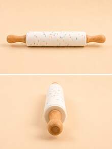 Rouleau à pâtisserie en silicone anti-adhésif Meoky avec motif bonbon coloré et manche en bois, rouleau à pâte de cuisine, convient pour le fondant, les biscuits, la pâte, la pizza, la tarte, le roulement de pâte lisse, outil de décoration de gâteau, idéal pour la pâtisserie à la maison, accessoire de pâtisserie mignon, convient aux débutants et aux passionnés de pâtisserie - Voir 4