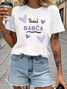 Lilac Hearts Symbolizing Tenderness And Family Love, Joyfully Announcing A New Stage Of Life Full Of Affection And Emotion. Comfortable Casual Women's T-Shirt For Everyday Wear. - 白色 - 查看 6
