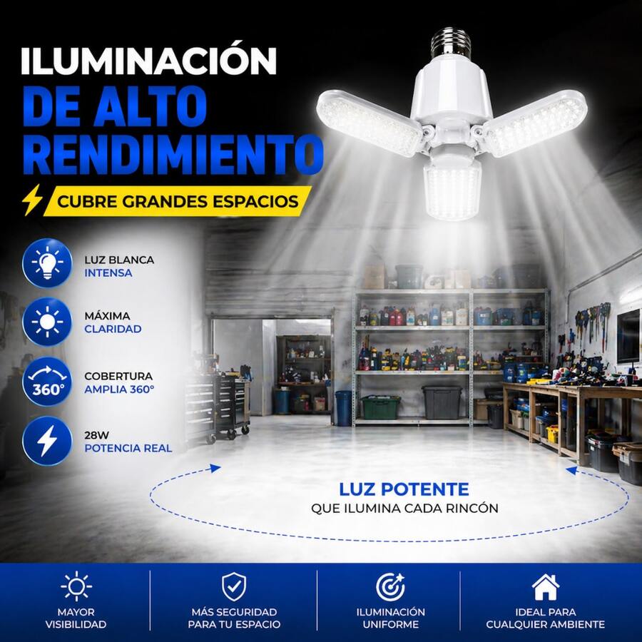DOSYU Lámpara LED Tipo Abanico Ajustable 90° E27 de Alta Potencia Luz Blanca Brillante - Blanco - Ver 1