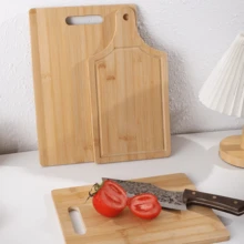 1 cái thớt tre, thớt dày kiểu Trung Quốc dùng để thái rau củ, trái cây, khối thái bằng tre. - Màu be - Xem 5