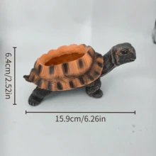 1pc Realistic Turtle Shaped Planter; Brown And Gray Textured Resin Turtle Shaped Planter, Realistic Turtle Shell Detail Simulated Succulent Plant Pot Sculpture, Country Style Animal Plant Display Rack, Suitable For Yard, Lawn, Patio, Spring And Summer Outdoor Backyard Landscape Decoration And Gift - One Size - View 11