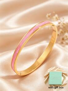 Camhanno 5/1 món - Bộ vòng tay nữ màu hồng nhẹ nhàng, vòng tay thép không gỉ mạ vàng 18k đính đá zirconia không phai màu, hộp quà sinh nhật và lễ hội - vàng 2 - Xem 5