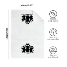 2条可爱卡通黑白猫图案厨房毛巾，柔软涤纶材质，适用于厨房装饰、厨房清洁、节日派对装饰、厨房和浴室用品、家居装饰、乔迁礼物 - 彩色 - 查看 4