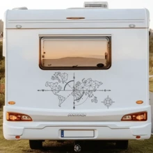 102x49CM Large Geometric World Map Compass Vinyl Sticker For RV Camper Van Waterproof Adventure Travel Decal, Removable Outdoor Wanderlust Design For Car Exterior, Truck, Trailer & Camper Decor, UV Resistant Long-Lasting Vinyl Decal For Road Trip Enthusiasts, Perfect Gift For Van Life Lovers - A - View 10