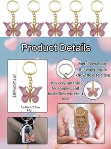 15/3pcs Purple Butterfly Keychain Set, Includes Butterfly Shaped Keychains, Thank You Cards, White Bags, Wedding Party Decor, Bridesmaid Gifts, Bridal Shower Favors, Wedding Souvenirs, Suitable For Wedding Guest Gifts Or Favors, Perfect For Gifting - Multicolor - View 6