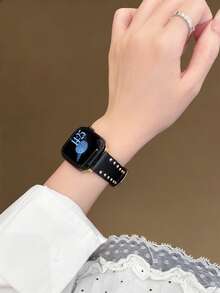 Tương thích với Apple Watch, dây đeo da cao cấp đính đinh tán mới, kích thước 38/40/41/42/44/45/46/49mm, dành cho Ultra/SE 2/SE 1/Series 11/10/9/8/7/6/5/4/3/2/1 - màu đen - Xem 9