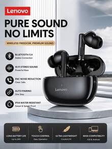 Lenovo 联想 TA211 无线蓝牙耳机 5.4 TWS 入耳式耳机,具备高清通话降噪、立体声和 24 小时续航,适用于 iPhone、安卓手机和笔记本电脑。 - 查看 13