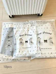 10入透明花卉蝴蝶結拉鍊收納袋，衣物、盥洗用品、化妝品收納袋，商務出差、旅行、居家收納、行李整理必備，防水耐用，返校季適用 - 彩色 - 查看 13