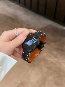 1件馬蹄扣微纖維材質人造皮革錶帶，適用於 38/40/41/42/44/45/49mm Ultra/Ultra2/SE/SE2/9/8/7/6/5/4/3/2/1 - 鉚釘皮革 - 查看 8