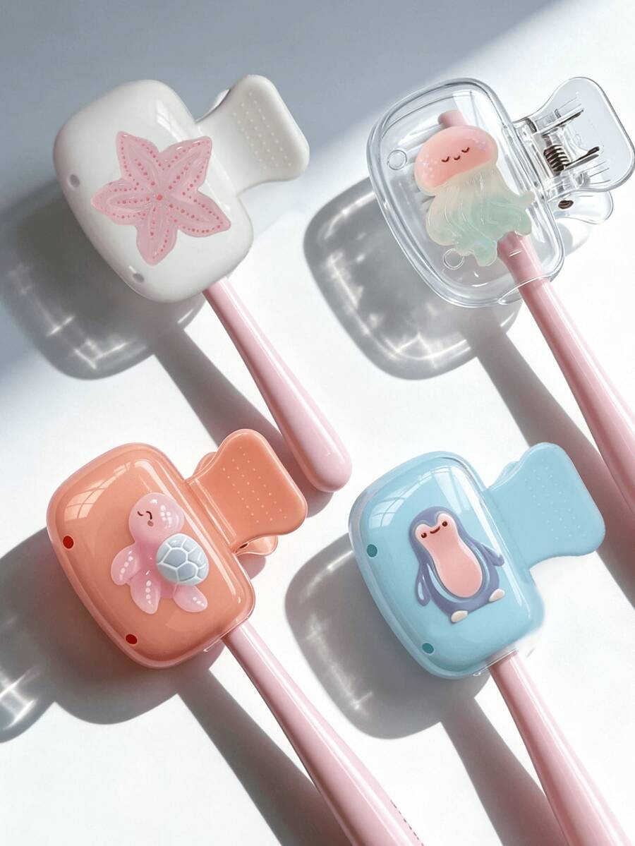 Portable Toothbrush Cover With Cute Ocean Animal Design, Travel Toothbrush Storage Case, Protective Toothbrush Head Cover, Toothbrush Holder, Ideal Gift For Couples, Friends, Family, Teachers, Travel Enthusiasts, Essential For Home And Dorm, Great For Back To School, Mother's Day - Multicolor - View 1