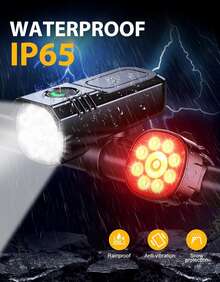 High-Brightness, Ultra-Bright Bicycle Light Suitable For Night Riding, With Adjustable Modes, Front And Rear Lights, Rechargeable, IP65 Waterproof, Front And Rear Bicycle Headlight Set, Compatible With Bicycle Electronics. - Black - View 5