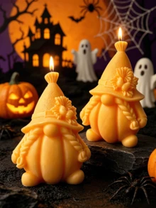 1pc Ins Style Halloween Gnome Scented Candle | 80-90g Large Capacity, High Fragrance Lock Technology | Faceless Dwarf Design With Pumpkin/Acorn Details | Smokeless, Odorless, Natural Wax | Halloween Photo Prop, Dark Style Desktop Decor, Holiday Gift - 1PC - View 4