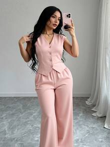 Nes Sport Women Two-Piece Outfits - 粉色 - 查看 4