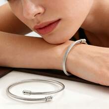 VceTd 1 Set de Joyas de Acero Inoxidable con Diseño de Elemento de Trébol de Moda, Adecuado para Uso Diario o Ir al Trabajo de Mujeres, También Hace un Gran Regalo para Amigos - Plateado - Ver 4