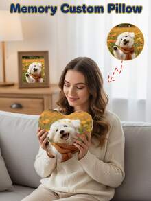 1pc Customized Heart-Shaped Throw Pillow, You Can Make Your Favorite Photo (Family Photo/Selfie/Pet Photo/Friend Group Photo/Party Photo) Into A Personalized Pillow, Suitable For Home Decor, Holiday Decor, Valentine's Day Gift, Wedding, Birthday Gift, Women's Gift, Anniversary Gift - Cat - View 11