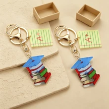 1 pieza Llavero de Graduación Temporada A+ Estudiante Sobresaliente, Decoración de Birrete de Graduación, Libro y Expediente, Estilo Campus Colgante de Mochila Estudiantil, Regalo para Compañeros de Clase y Maestros - Multicolor - Ver 2
