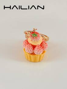 HAILIAN Simulation Strawberry Cupcake Bag Charm, Kawaii 3D Pendant, Sweet Aesthetic Keychain, Ins Style Accessory, Ideal Gift For Friends - Multicolor - View 6
