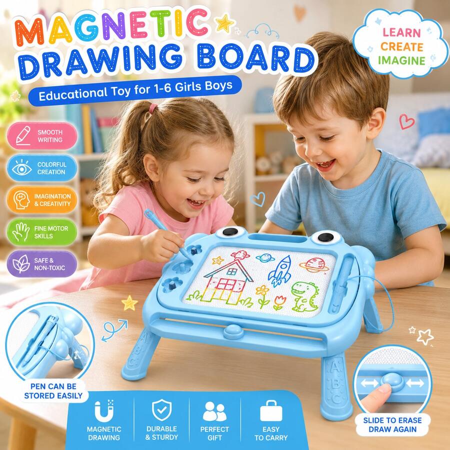 Magnetic Drawing Board For With Stand, Educational  Writing Board - Blue - View 1