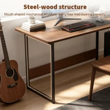 Computer Desk 80x40x72cm Modern Study Writing Desk With Waterproof Scratch-Resistant Desktop, Steel Frame And Footrest For Home Office Bedroom Living Room For Students Professionals Gamers - Black - View 6