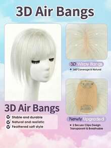 Women's Short Bob Hair Topper Piece, Suitable For Thin Hair, Side Part With Bangs, Covers Gray Hair, Straight Hair, Increases Hair Volume - Multicolor - View 8