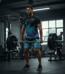 Conjunto De Dos Piezas Para Hombre Compuesto Por Camiseta De Manga Corta Con Estampado De Letras Degradado Y Pantalones cortos con cintura Cortos De Verano - Verde - Ver 3