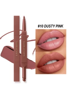 LANGMANNI Juego de 12 colores de lápiz delineador de labios y barra de labios 2 en 1, barra de labios mate y delineador de labios de doble extremo, maquillaje de labios resistente al agua y de larga duración para uso diario y de fiesta - 12 colores - Ver 11
