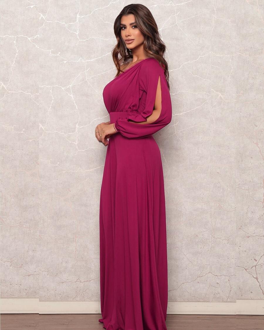 PAETE CLOTHING Long Terracotta Bridesmaid Wedding Guest Dress Light Summer - 紅木色 - 查看 1