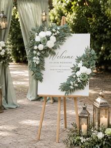 2pcs/Set Artificial Lavender Rose Wedding Arch Flowers, Suitable For Wedding Welcome Sign And Arch Decoration (Lavender Green) - Green - View 7