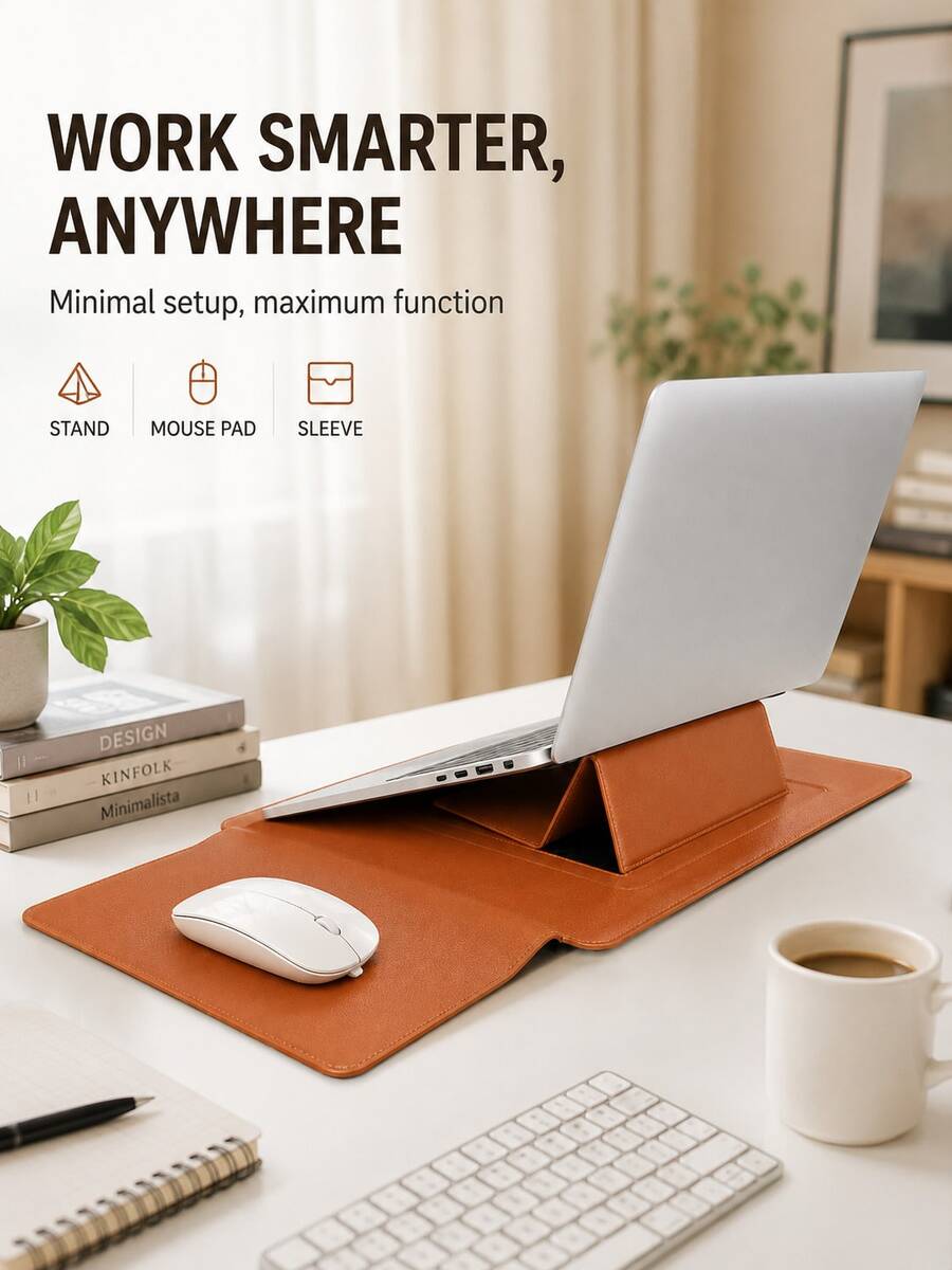 Multi-Size Laptop Sleeve, 13.3/14/15.4/16 Inch Universal Laptop Sleeve, Multi-Functional Heat Dissipation Stand With Mouse Pad, Shockproof Portable Protective Bag Compatible With Macbook - View 1