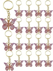 15/3pcs Purple Butterfly Keychain Set, Includes Butterfly Shaped Keychains, Thank You Cards, White Bags, Wedding Party Decor, Bridesmaid Gifts, Bridal Shower Favors, Wedding Souvenirs, Suitable For Wedding Guest Gifts Or Favors, Perfect For Gifting - Multicolor - View 9