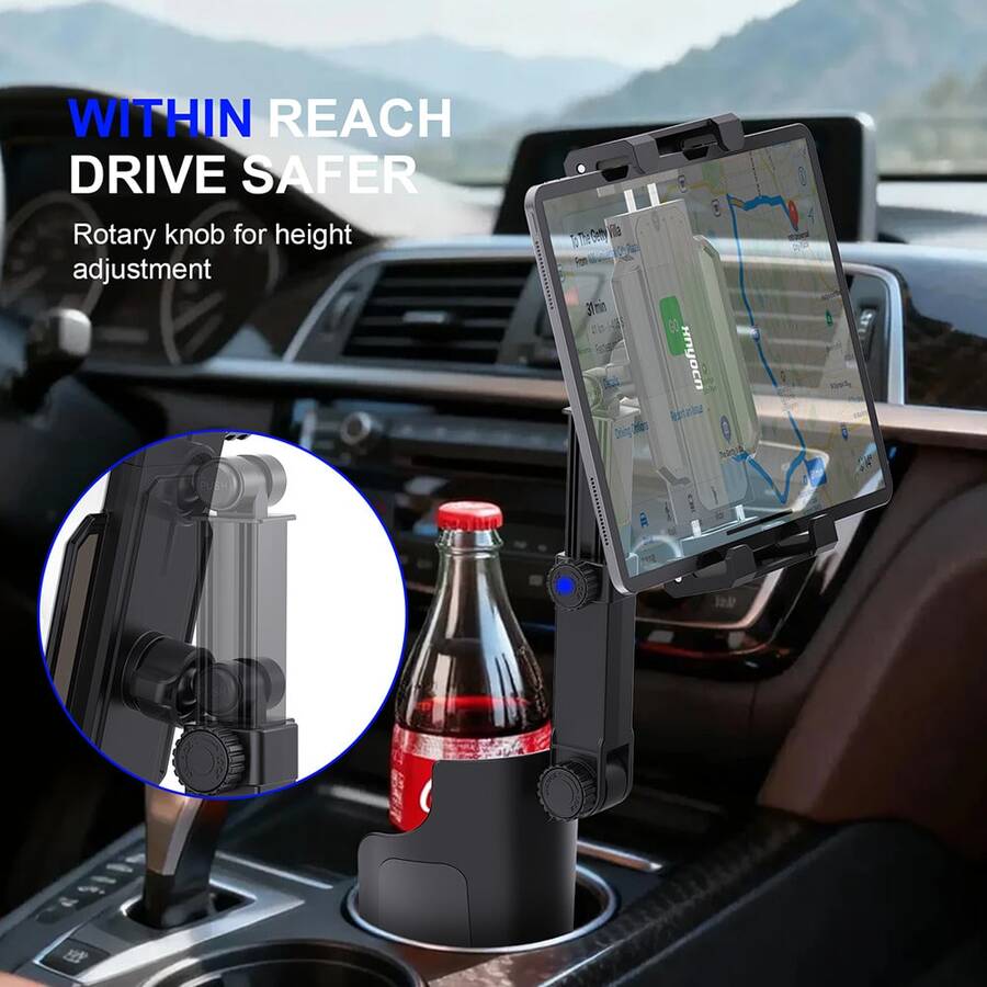 xnyocn 360° Rotatable Car Cup Holder Tablet Phone Bracket, Slouchy Universal Stand For 4-12.9 Inch Smartphone Tablet, Adjustable Rotatable Car Mount Holder, Stable Anti-Slip Car Interior Accessories For Navigation Viewing - View 1