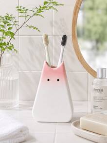 1 pieza Soporte para cepillo de dientes de gato rosa lindo, soporte para cepillo de dientes de estilo japonés adorable, estantería de almacenamiento para encimera de baño de estilo nórdico, organizador de cepillo de dientes estético, decoración de gabinete de baño minimalista, accesorio de baño moderno, regalo para mujeres y niñas - Multicolor - Ver 1