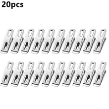 20pcs Stainless Steel Clothespins Heavy Duty Windproof Clips For Laundry Drying Rack Organizer, Multipurpose Pins For Socks Underwear Clothes Hangers Storage Solutions Perfect For Home Kitchen Bedroom - Silver - View 6