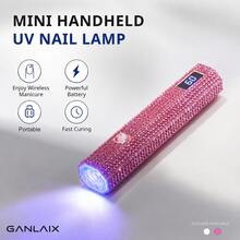 GANLAIX 水鑽便攜式美甲烘乾燈，可充電 UV LED 凝膠美甲固化燈，180mAh 迷你凝膠指甲油烘乾機，閃亮美甲用品，單鍵美甲禮物 - 彩色 - 查看 6