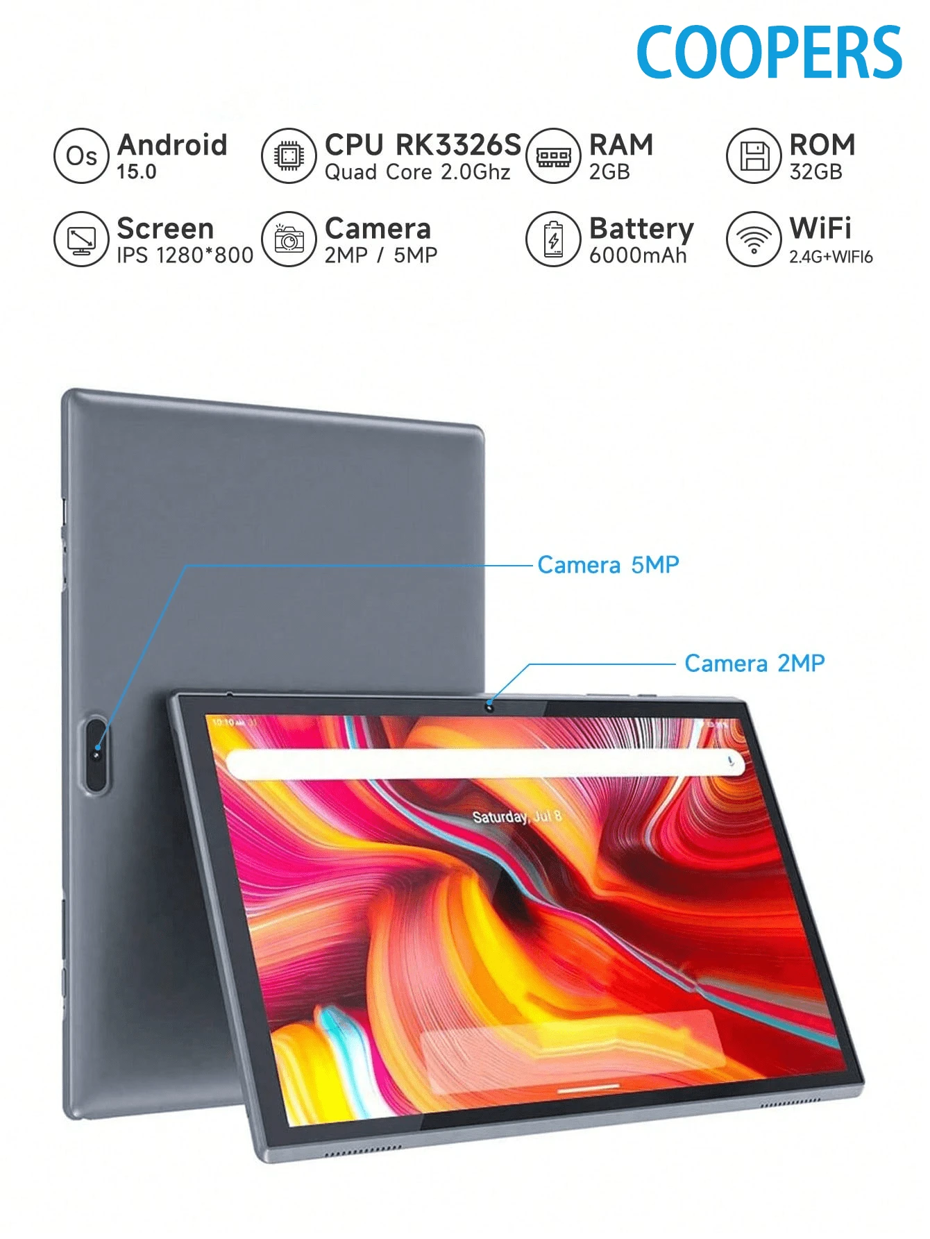 Tablet PC Android 15 de 10,1 polegadas