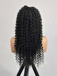 Peluca de encaje sin pegamento con rizado de Jerry, 13x4 13x6 4*4 5x5 200% de densidad, peluca de cabello largo de aspecto natural para principiantes, peluca de encaje HD sin pegamento de cabello humano mixto, peluca de cabello brasileño ondulado corto de 14 pulgadas, peluca sintética resistente al calor con encaje pre-cortado para mujeres - Natural y Negro - Ver 13