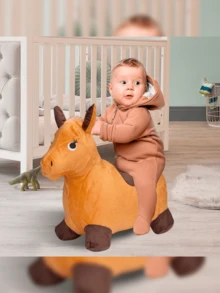 Inflatable Bouncy Horse Ride-On Toy With Lights And Sounds - Honey Brown - 咖啡棕 - 查看 6