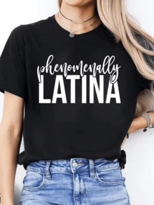 Powerful Phrase About Latin Pride And Female Strength That Inspires Confidence And Celebrates Identity With Modern Typography. Comfortable Casual Women's T-Shirt For Everyday Wear. - 黑色 - 查看 8