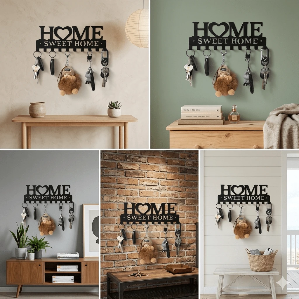 1pc Metal Key Hook, Wall-Mounted Storage Rack, Metal Art Decorative Hook, Suitable For Entryway Or Hallway, Bedroom, Living Room, Kitchen And Foyer, Creative Decor, Can Hang Clothes, Coats, Hats And Backpacks. - Multicolor - View 1